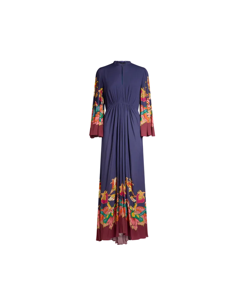 Etro Langes Kleid Mit Blumenprint, Damen, Navyblau, Größe Navyblau