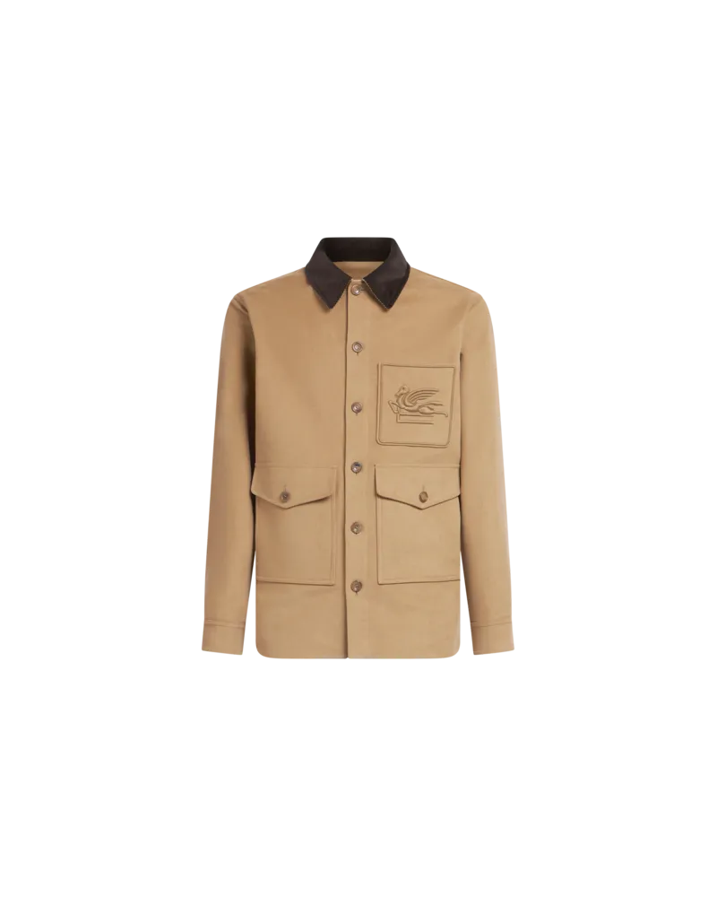 Etro Jacke Aus Baumwolle Mit Pegaso, Herren, Beige, Größe Beige