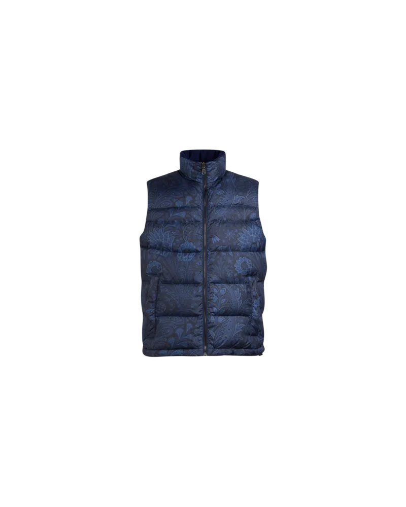 Etro Padded Waistcoat With Floral Paisley Motif, Herren, Blau, Größe Blau