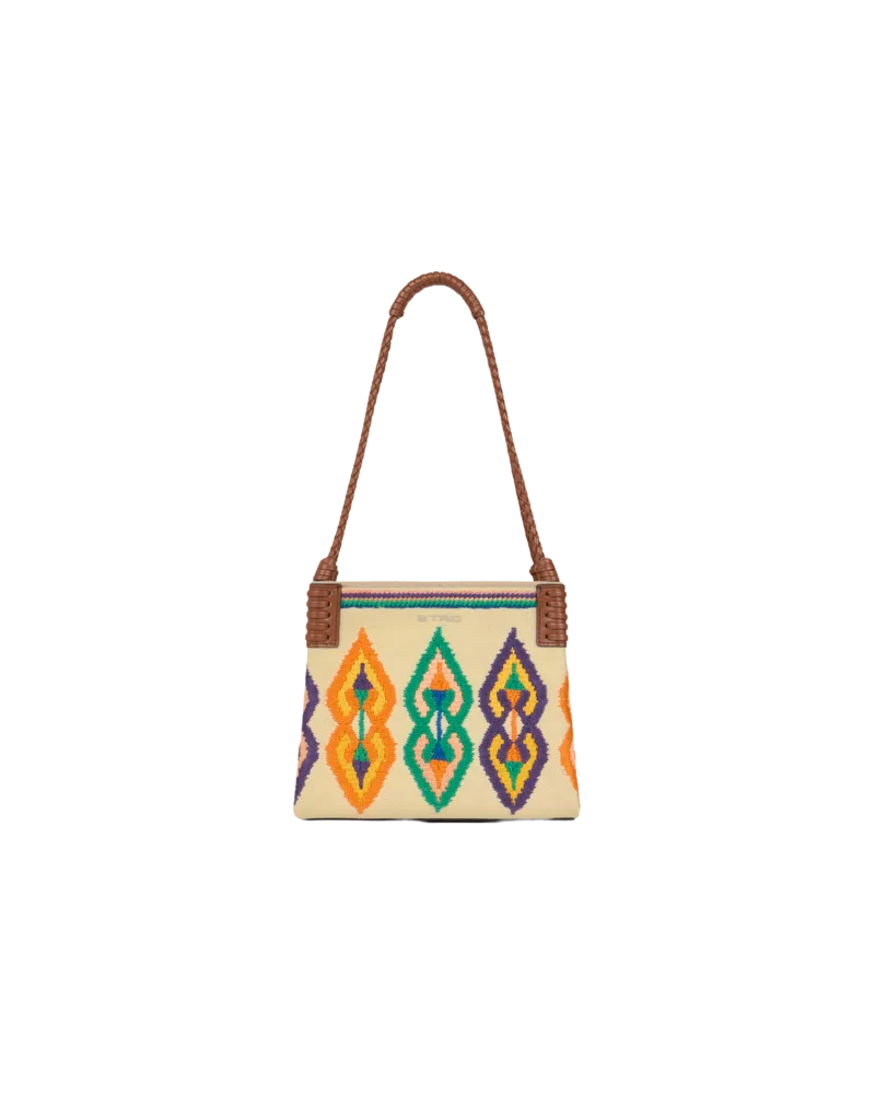 Etro Shopper Libra Klein Aus Canvas Mit Stickerei, Damen, Cremefarben Cremefarben