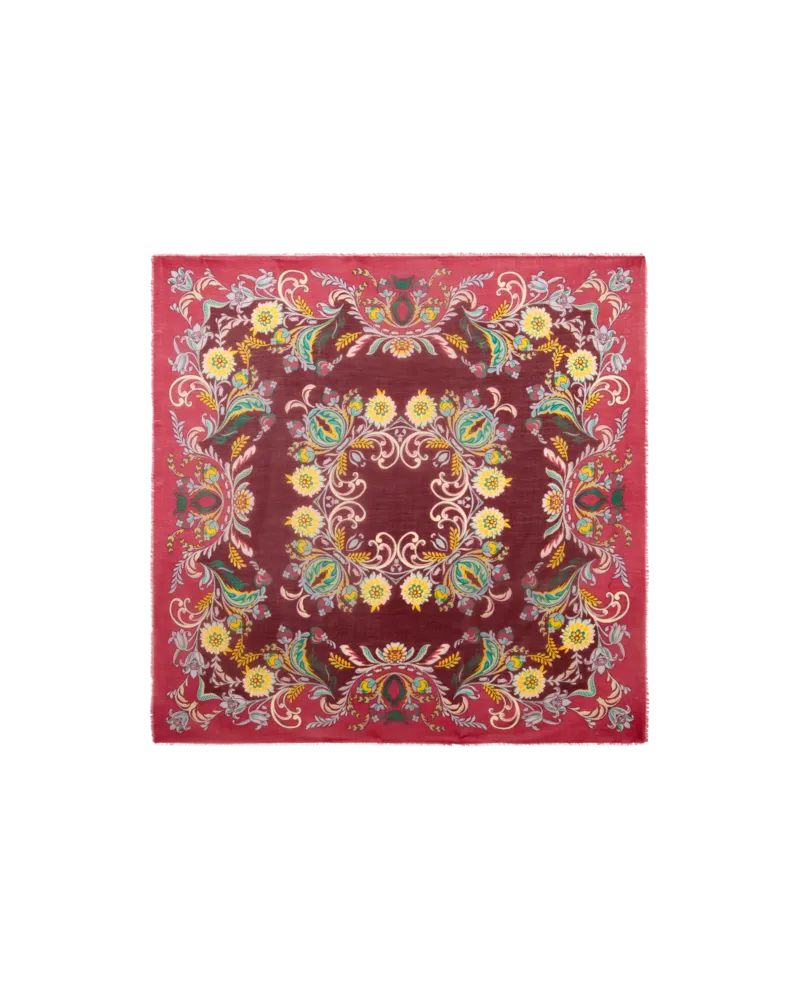 Etro Schultertuch Aus Einer Kaschmir-mischung Mit Narzissenmotiv, Damen, Bordeaux Bordeaux