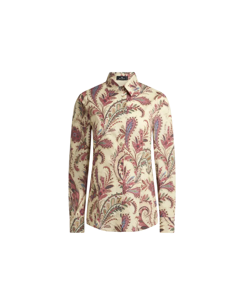 Etro Hemdbluse Aus Bedruckter Popeline, Damen, Gelb, Größe Gelb