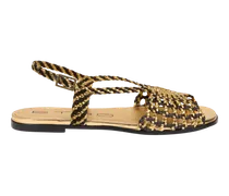 Flache Sandalen Im Flechtmuster, Damen, Gold, Größe