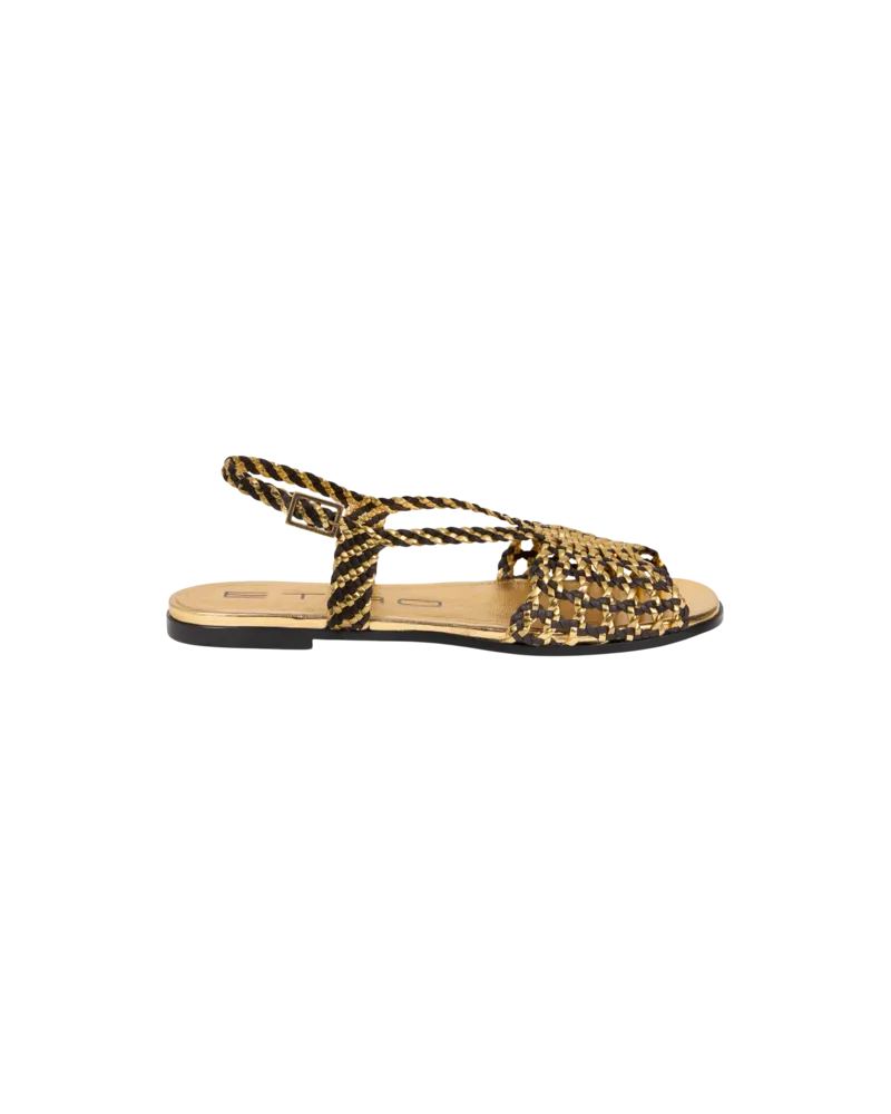 Etro Flache Sandalen Im Flechtmuster, Damen, Gold, Größe Gold