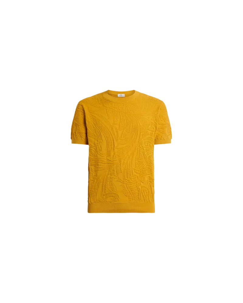 Etro T-shirt Aus Trikot Aus Baumwolle Mit Paisley-ramage-motiv, Herren, Gelb, Größe Gelb