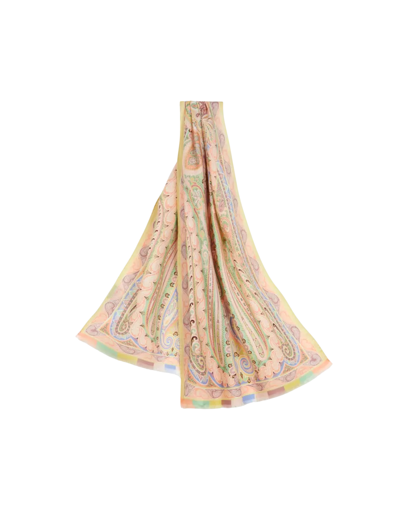 Etro Schal Aus Wolle Und Seide Mit Zentriertem Print, Damen, Beige Beige