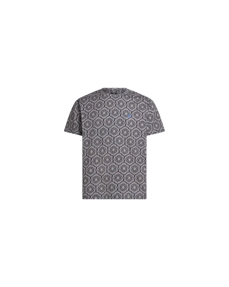 Etro T-shirt Aus Baumwolle Mit Print, Herren, Grau, Größe Grau
