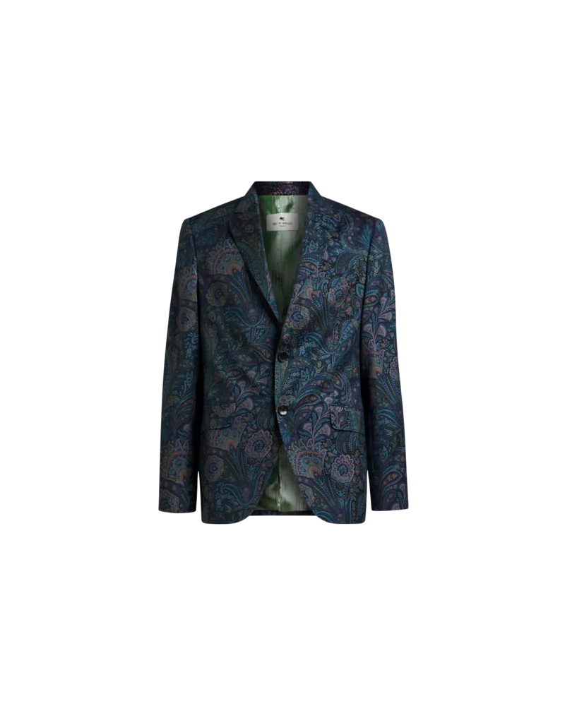 Etro Einreihige Jacke Aus Wolle Mit Floralem Motiv, Herren, Multicolor, Größe Multicolor