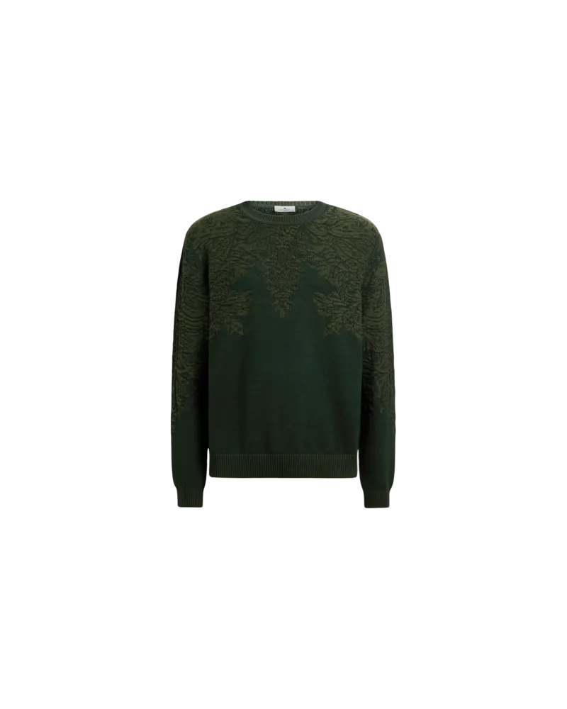 Etro Pullover Aus Baumwolle Und Wolle Mit Paisley-motiv, Herren, Grün, Größe Grün