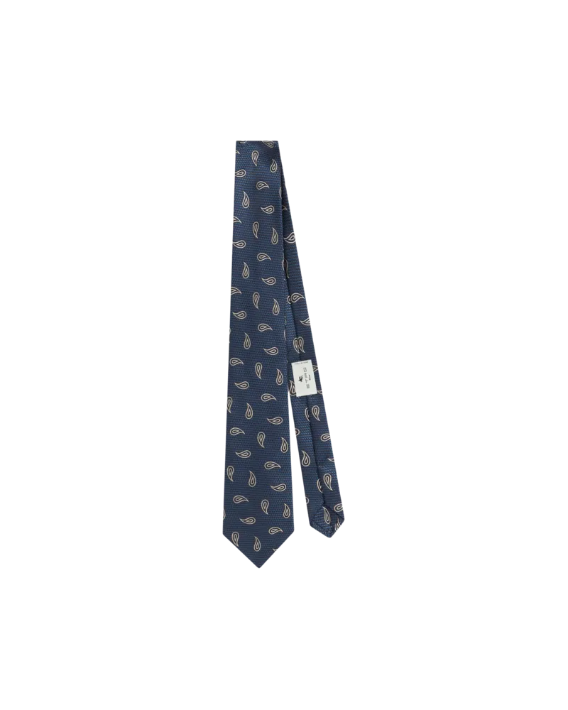 Etro Jacquard-krawatte Aus Seide Mit Mikro-motiv Und Paisleys, Herren, Blau Blau