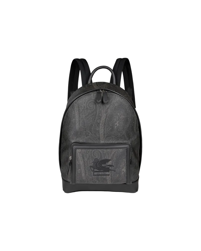 Etro Rucksack Mit Arnica-muster Und Pegaso, Herren, Schwarz Schwarz