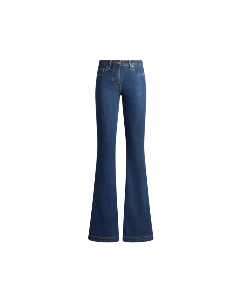 Etro Schlagjeans Mit Gesticktem Logo Auf Der Rückseite, Damen, Hellblau, Größe Hellblau
