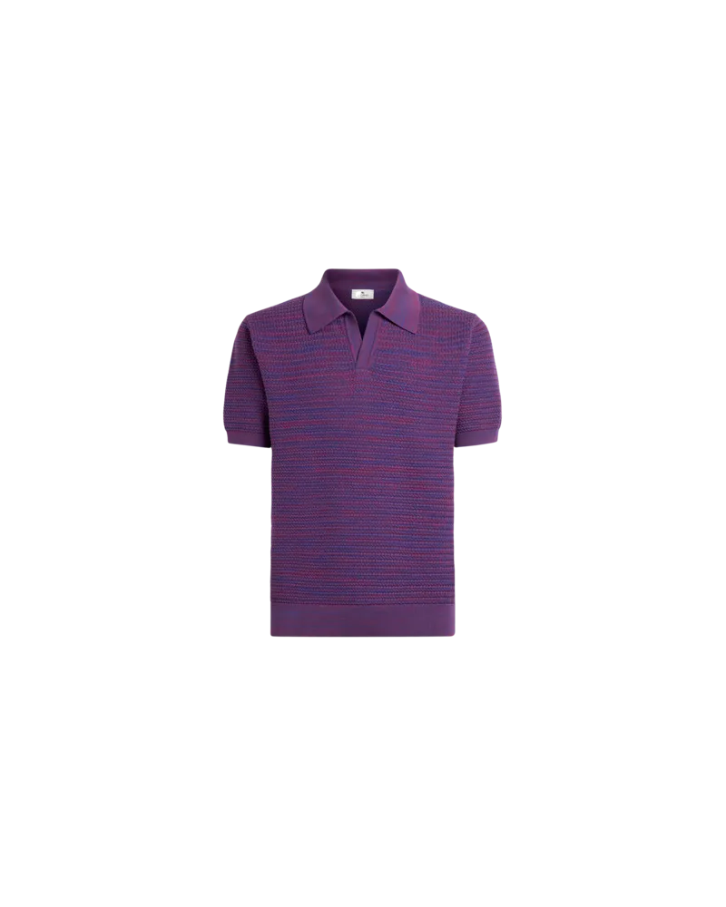 Etro Poloshirt Aus Baumwollstrick Mit Zöpfen, Herren, Violett, Größe Violett