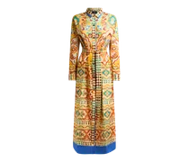 Hemdblusenkleid Aus Baumwolle Und Seide, Damen, Gelb, Größe