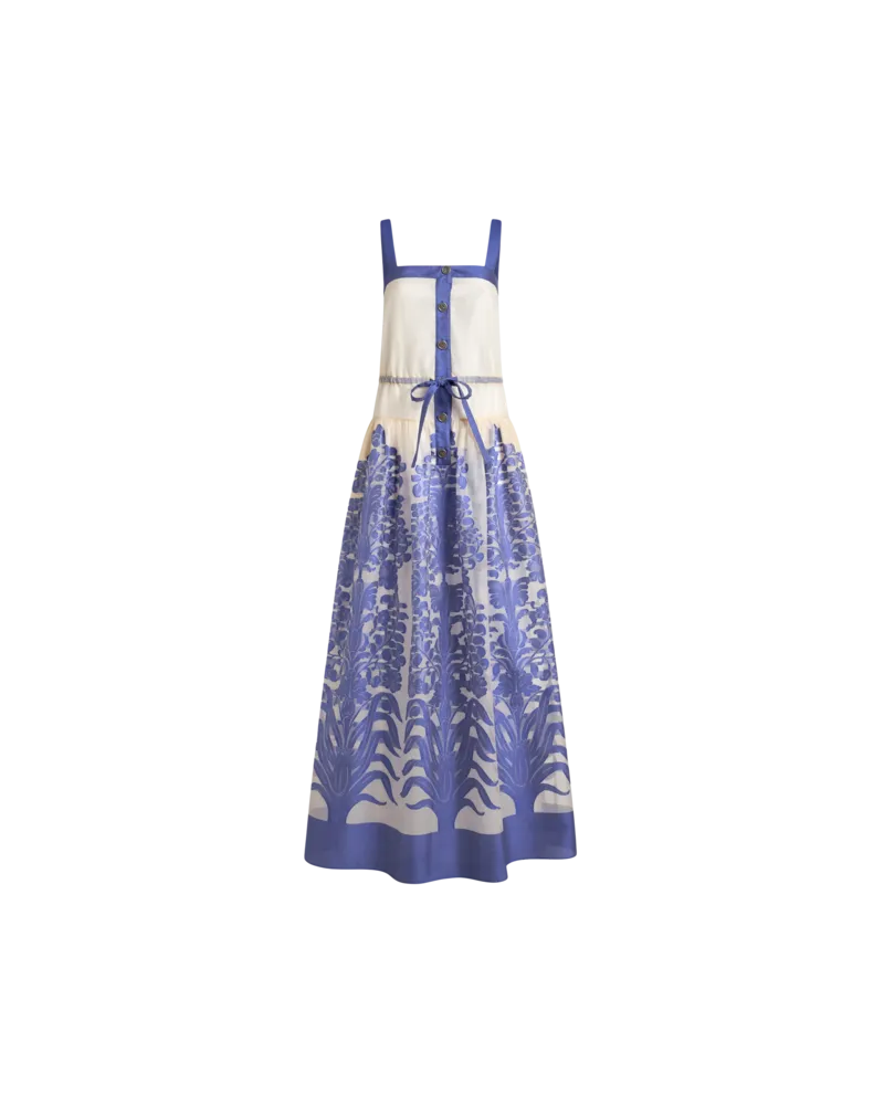 Etro Langes Kleid Aus Voile-fil-coupé Im Jacquardmuster, Damen, Blau, Größe Blau