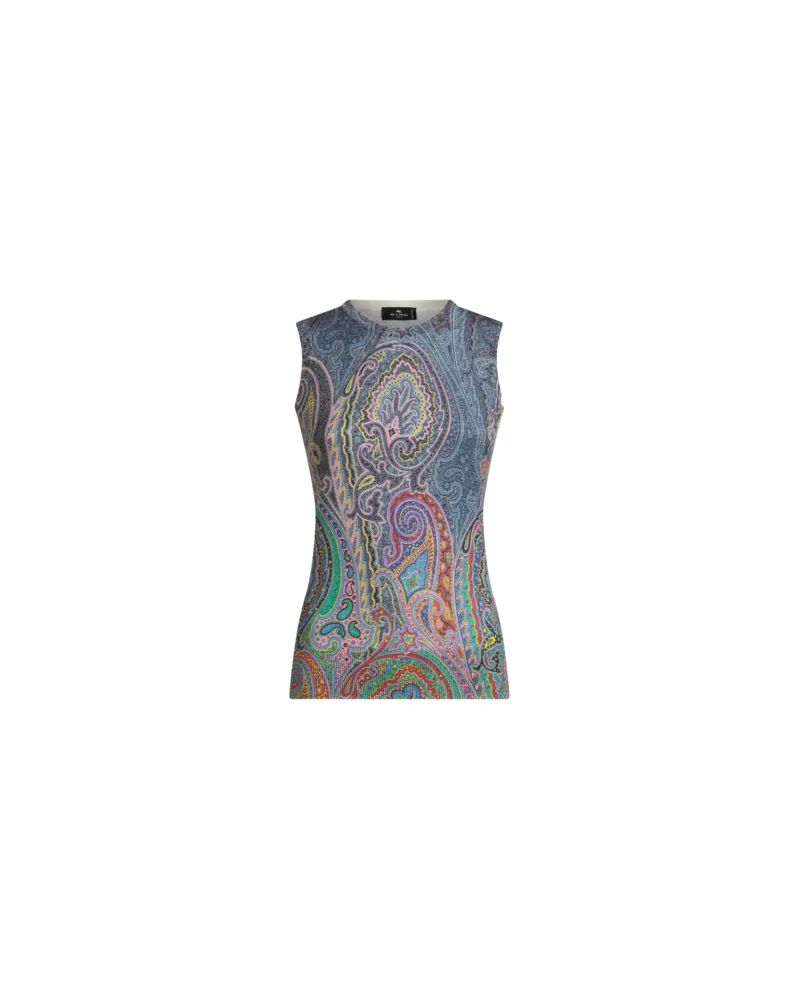 Etro Paisley-top Aus Seide Und Kaschmir, Damen, Navyblau, Größe Navyblau