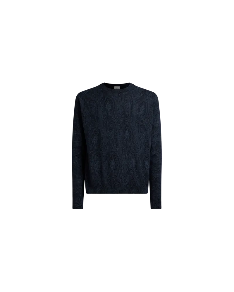 Etro Pullover Aus Einer Baumwollmischung Mit Floralem Arnica-motiv, Herren, Blau, Größe Blau