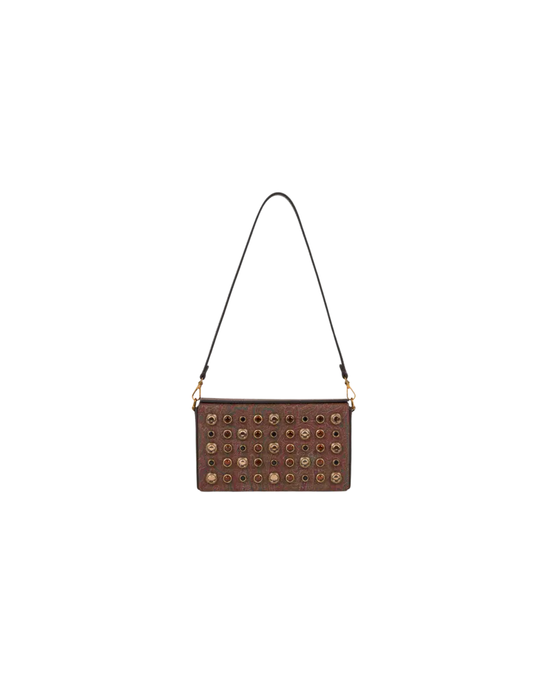 Etro Minitasche Mit Paisleymuster Mit Schmucknieten, Damen, Braun Braun