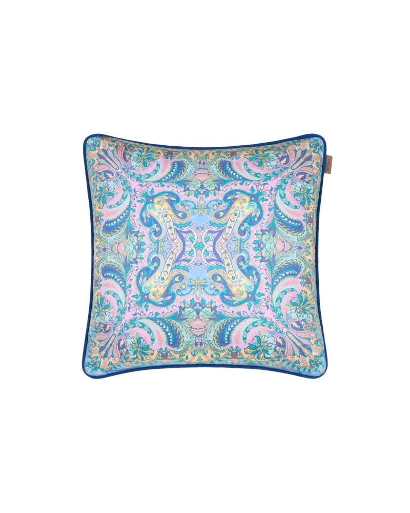 Etro Kissen Aus Baumwolle Mit Ramage-print, Hellblau Hellblau