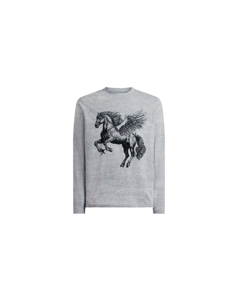 Etro Pulli Aus Baumwolle Mit Platziertem Pegaso-print, Herren, Grau, Größe Grau