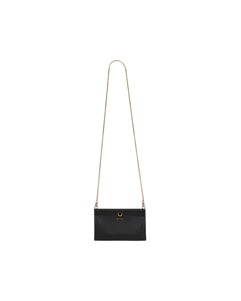 Etro Clutch Talk Mini Aus Leder Mit Kettenschulterriemen, Damen, Schwarz Schwarz