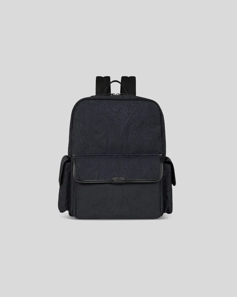 Etro Rucksack Aus Jacquard-nylon, Herren, Blau Blau