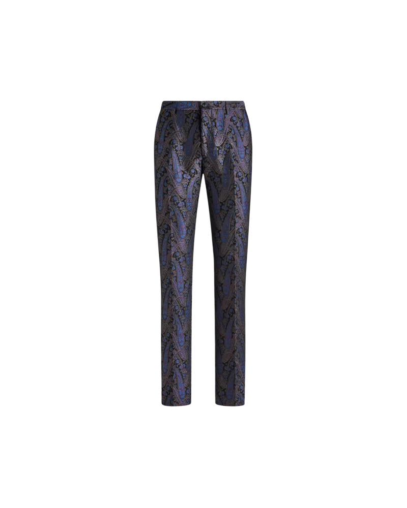 Etro Jacquard-hose Aus Chenille Mit Paisleymuster In Metallic, Herren, Blau, Größe Blau