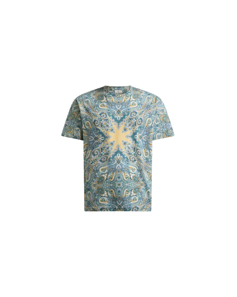 Etro T-shirt Aus Baumwolle Mit Paisley-pochette-motiv, Herren, Grün, Größe Grün