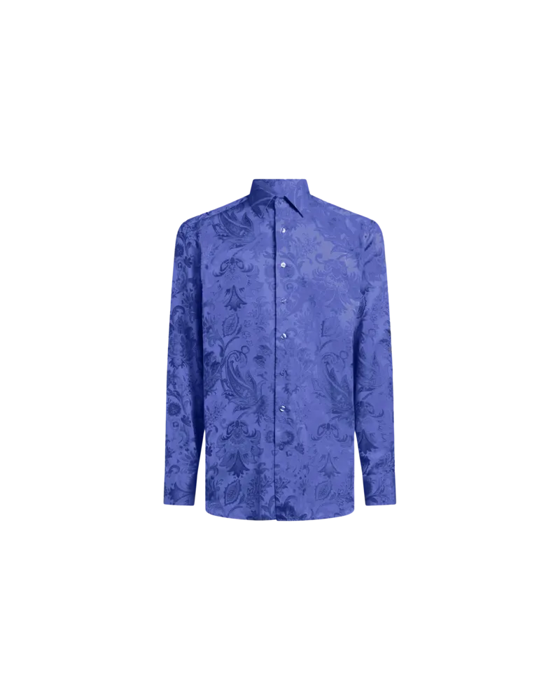 Etro Hemd Aus Baumwolle In Jacquard, Herren, Blau, Größe Blau