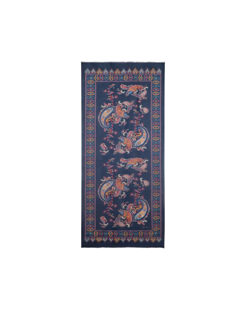 Etro Schal Mit Floralem Paisleymuster, Herren, Blau Blau