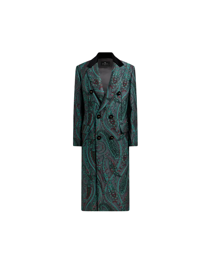 Etro Zweireihiger Jacquard-mantel Mit Paisley-motiv, Damen, Grau, Größe Grau