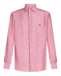 Etro Leinenhemd Mit Logo, Herren, Rosa Rosa