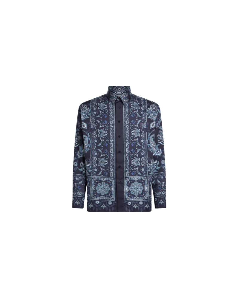 Etro Hemd Aus Baumwolle Mit Abgesetztem Print, Herren, Navyblau, Größe Navyblau