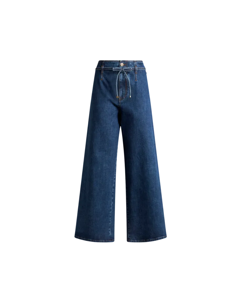 Etro Culotte-jeans Mit Gürtel Und Stickerei, Damen, Blau, Größe Blau
