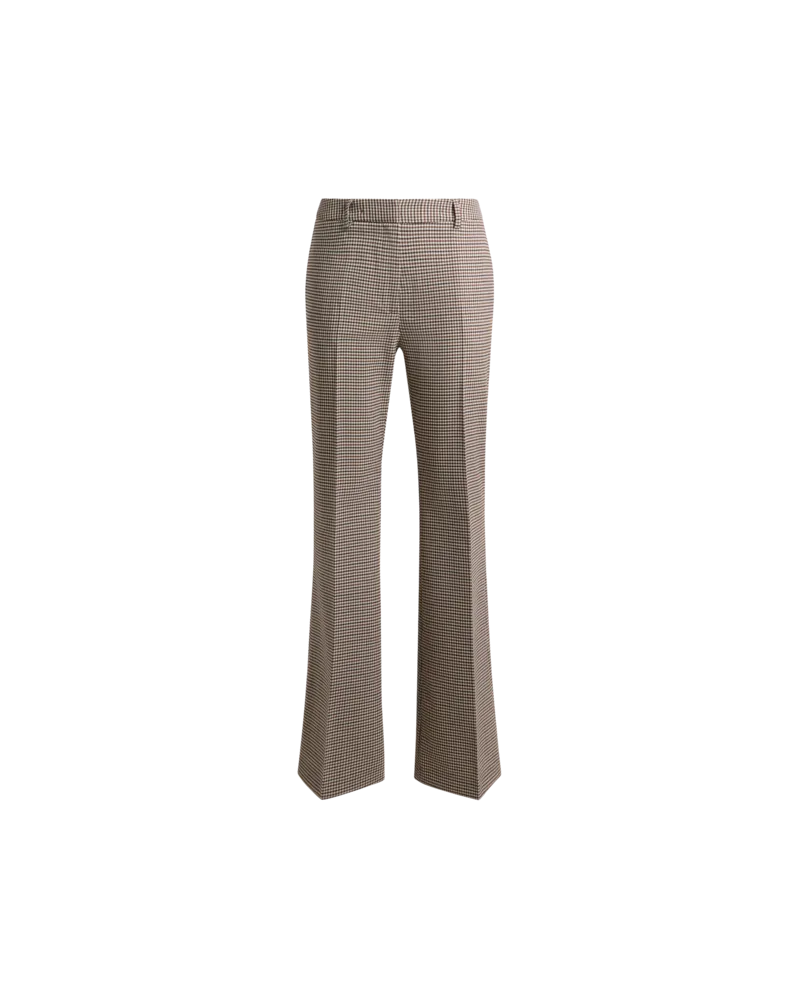 Etro Bootcut-hose Aus Elastischer Wolle Mit Vichy-muster, Damen, Beige, Größe Beige