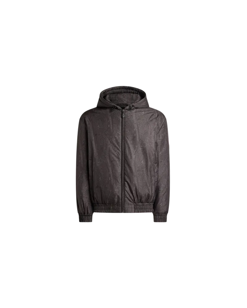 Etro Wattierte Bomberjacke Mit Kapuze Und Arnica-motiv, Herren, Schwarz, Größe Schwarz