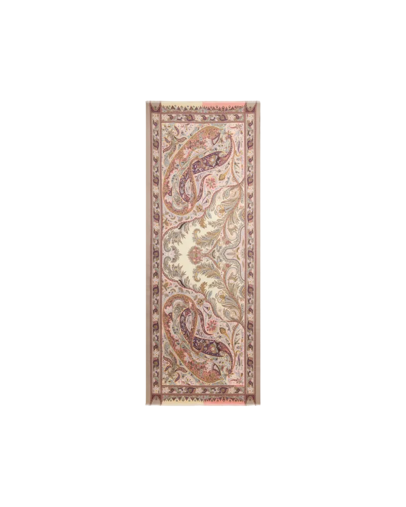 Etro Schal Aus Kaschmir, Seide Und Wolle Mit Paisley-motiv, Damen, Cremefarben Cremefarben