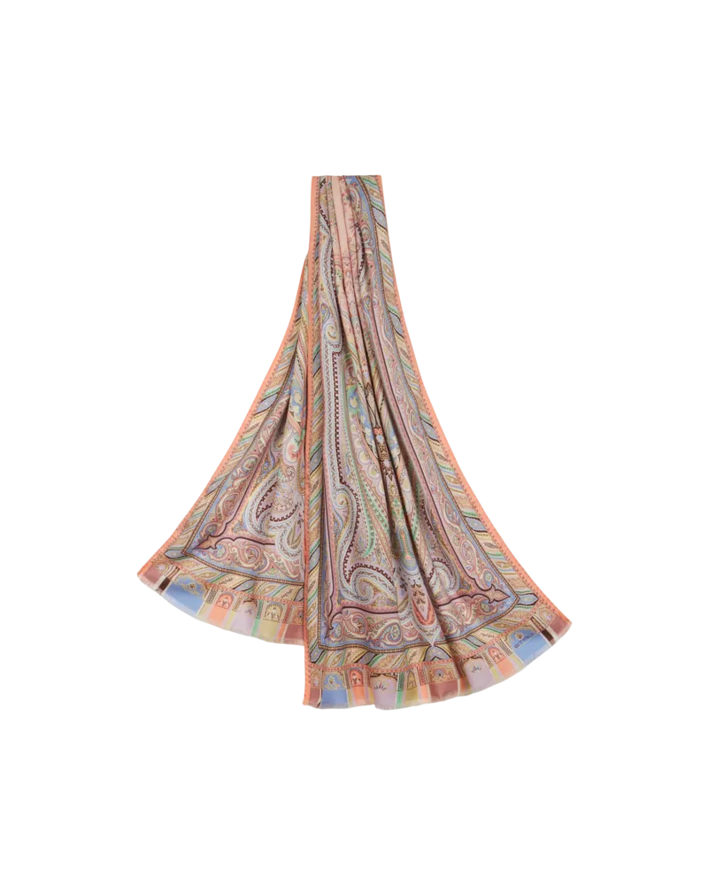 Etro Schal Aus Bedruckter Wolle Und Seide, Damen, Multicolor Multicolor