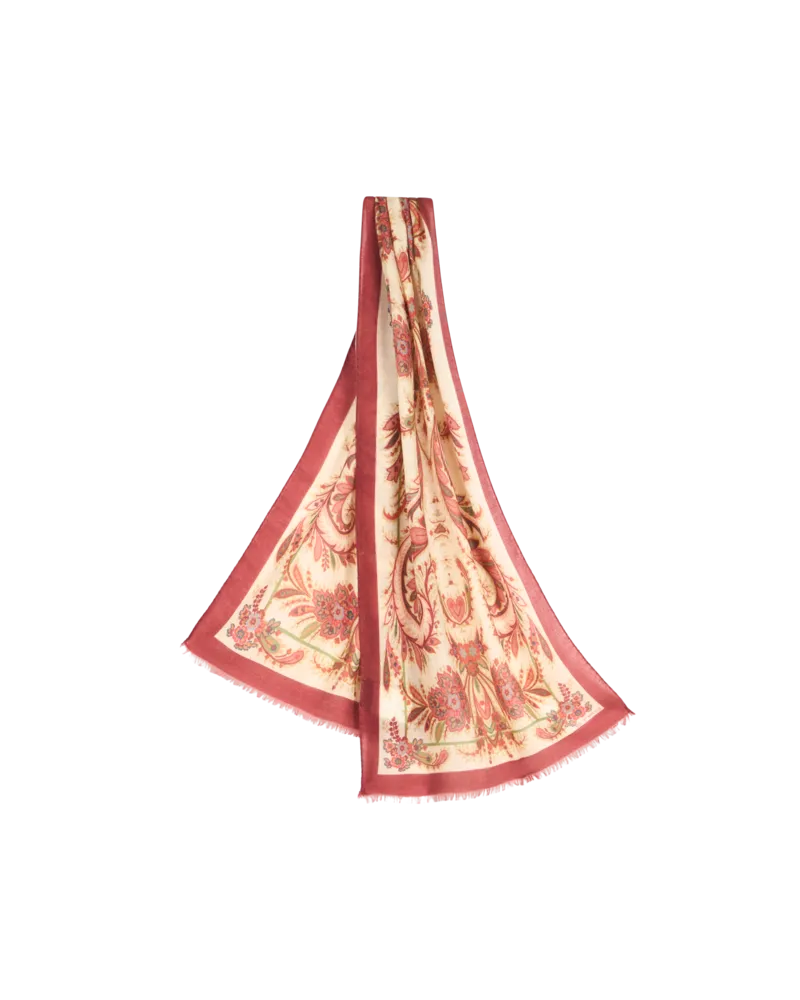 Etro Schal Aus Wolle, Kaschmir Und Seide Mit Print, Damen, Bordeaux Bordeaux