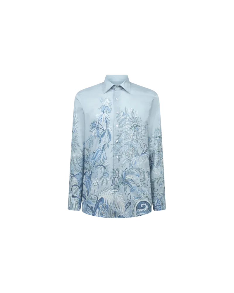 Etro Hemd Aus Baumwolle Mit Platziertem Floralem Druck, Herren, Hellblau, Größe Hellblau