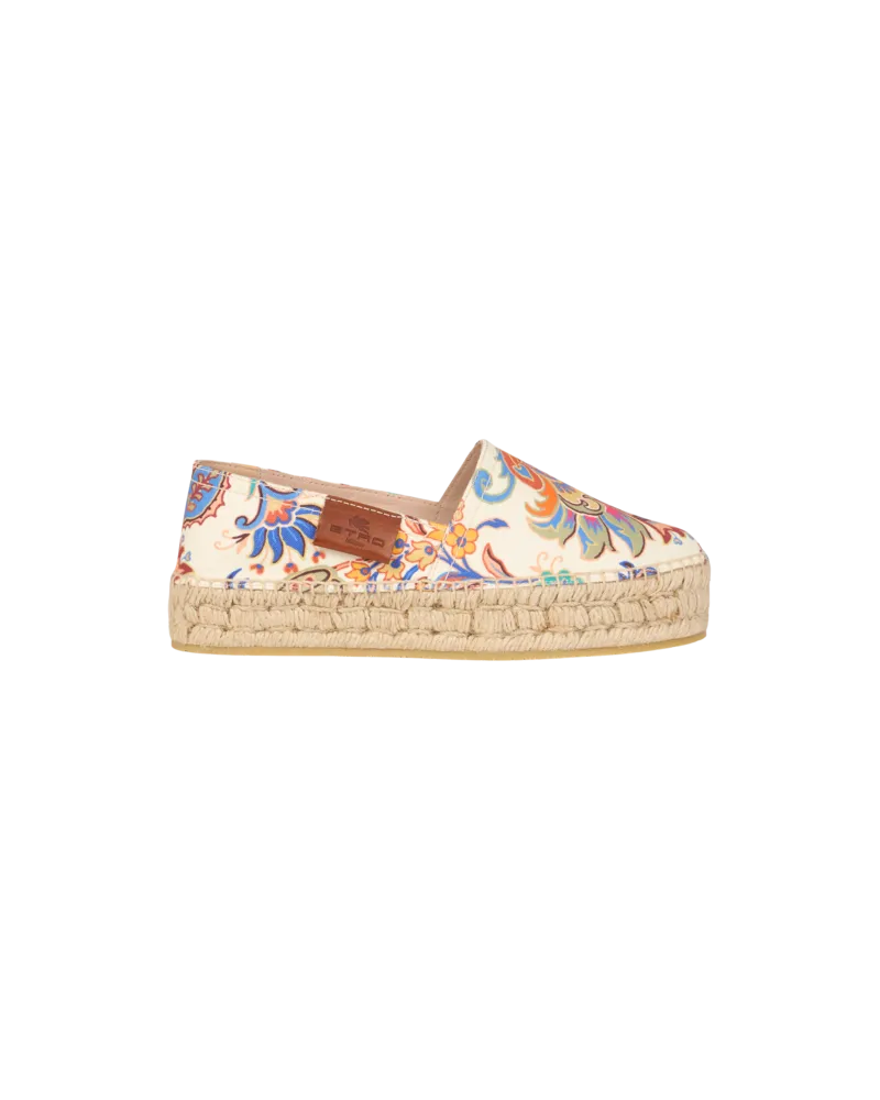 Etro Espadrilles Aus Bedruckter Baumwolle, Damen, Beige, Größe Beige
