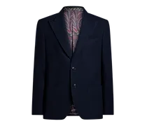 Einreihige Jacke Aus Trikot Aus Einer Mischung Aus Kaschmir Und Wolle, Herren, Blau, Größe