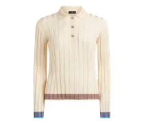 Geripptes Poloshirt Mit Pegaso-knöpfen, Damen, Gelb, Größe