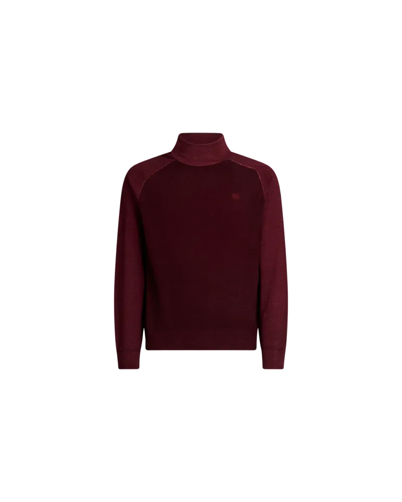 Etro Rollkragenpullover Aus Wolle Mit Pegaso-logo, Herren, Bordeaux, Größe Bordeaux