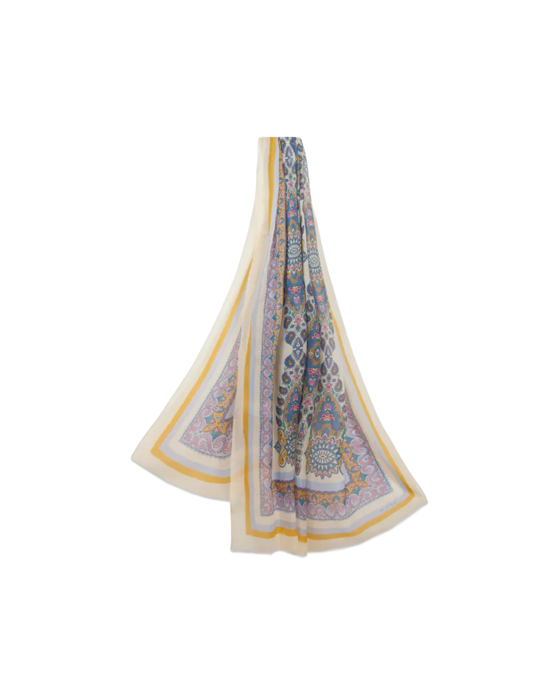 Etro Aufgerauter Schal Mit Paisley-medaillons, Damen, Weiß Weiß