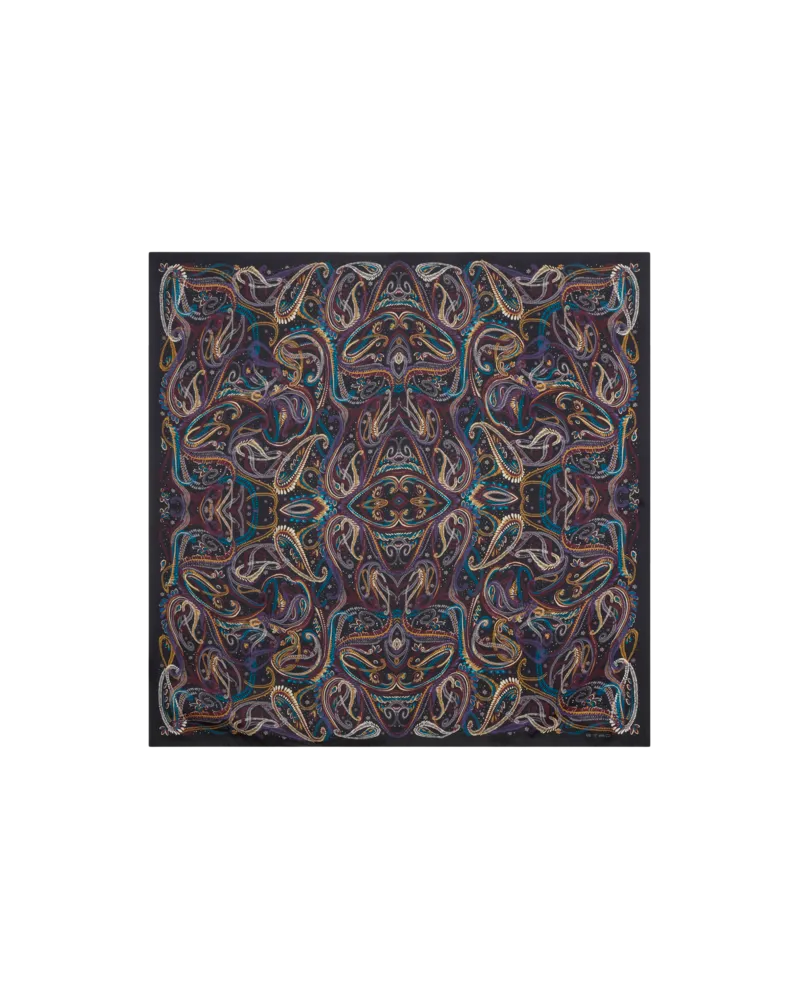 Etro Tuch Aus Seide Mit Paisley-foliage-motiv, Damen, Schwarz Schwarz