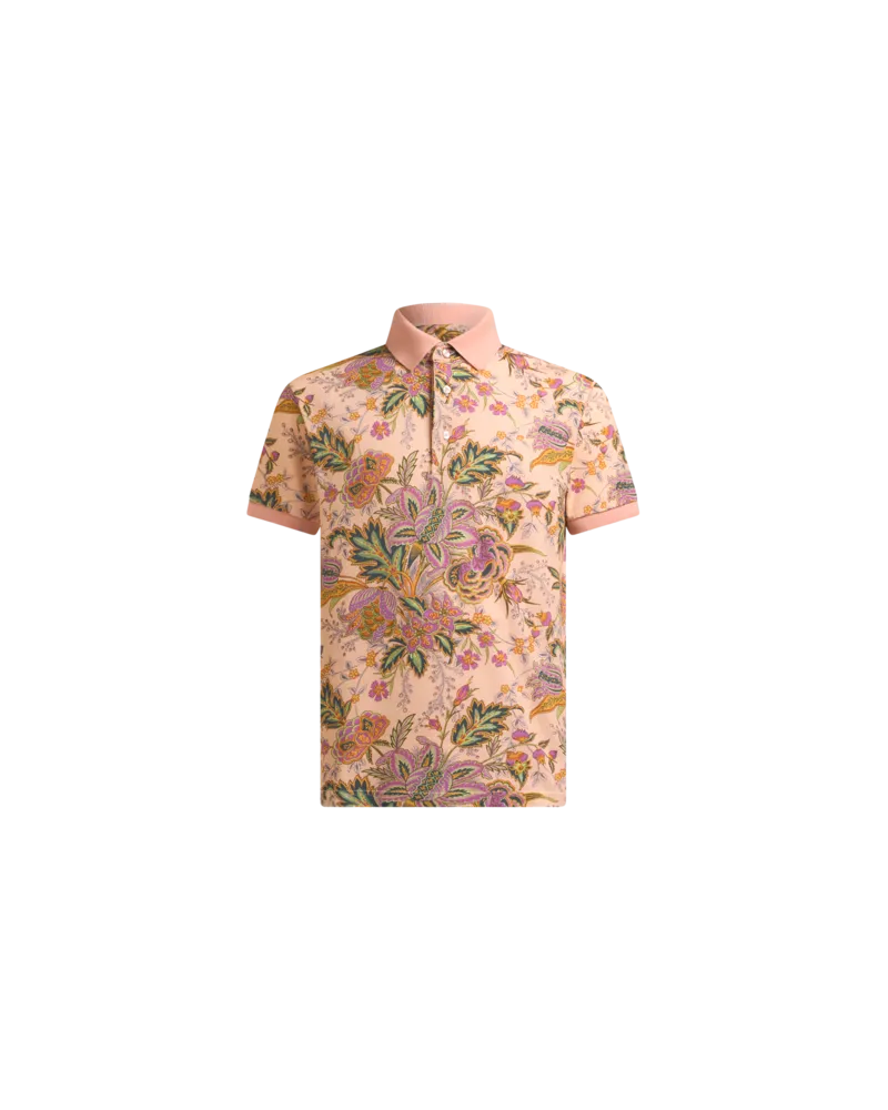 Etro Poloshirt Aus Baumwolle Mit Print, Herren, Rosa, Größe Rosa