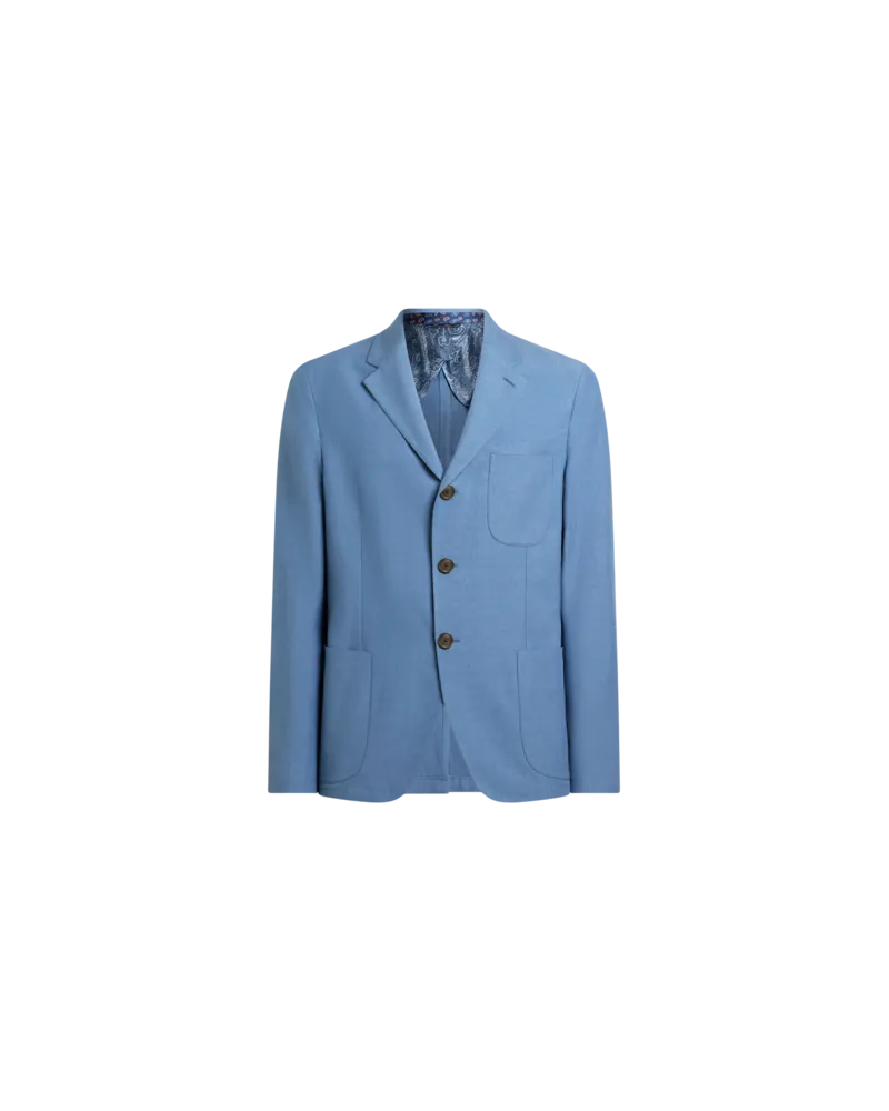 Etro Einreihige Jacke Aus Einer Unifarbenen Seidenmischung, Herren, Hellblau, Größe Hellblau