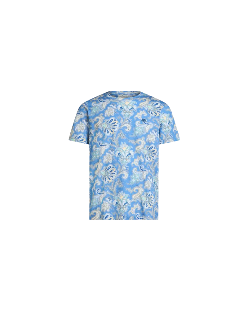Etro Baumwoll-t-shirt Mit Paisleymuster Und Maxiblumen, Herren, Hellblau, Größe Hellblau