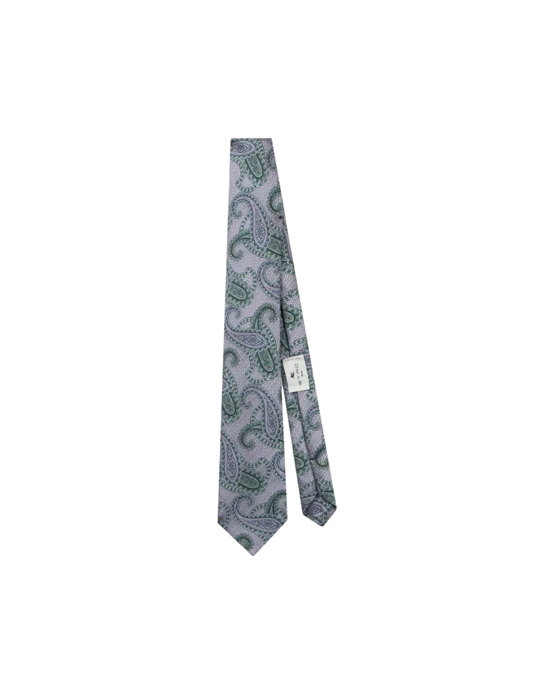 Etro Krawatte Aus Seidenjacquard Mit Paisleymuster, Herren, Grau Grau